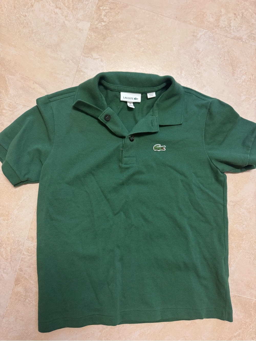 Lacoste Dark Green Short-Sleeve Piqué Polo with Crocodile Logo